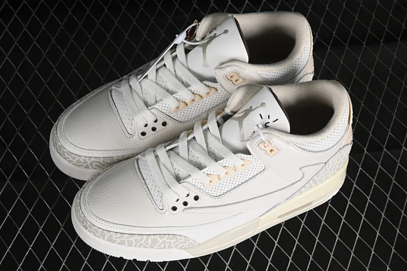 All categories Air Jordan Jordan series basketball shoes Air Jordan 3 Travis Scott x Air Jordan 3 Retro "Cactus Jack" AJ3 Joe 3 joint cream off-white barb basketball shoes 136064-668